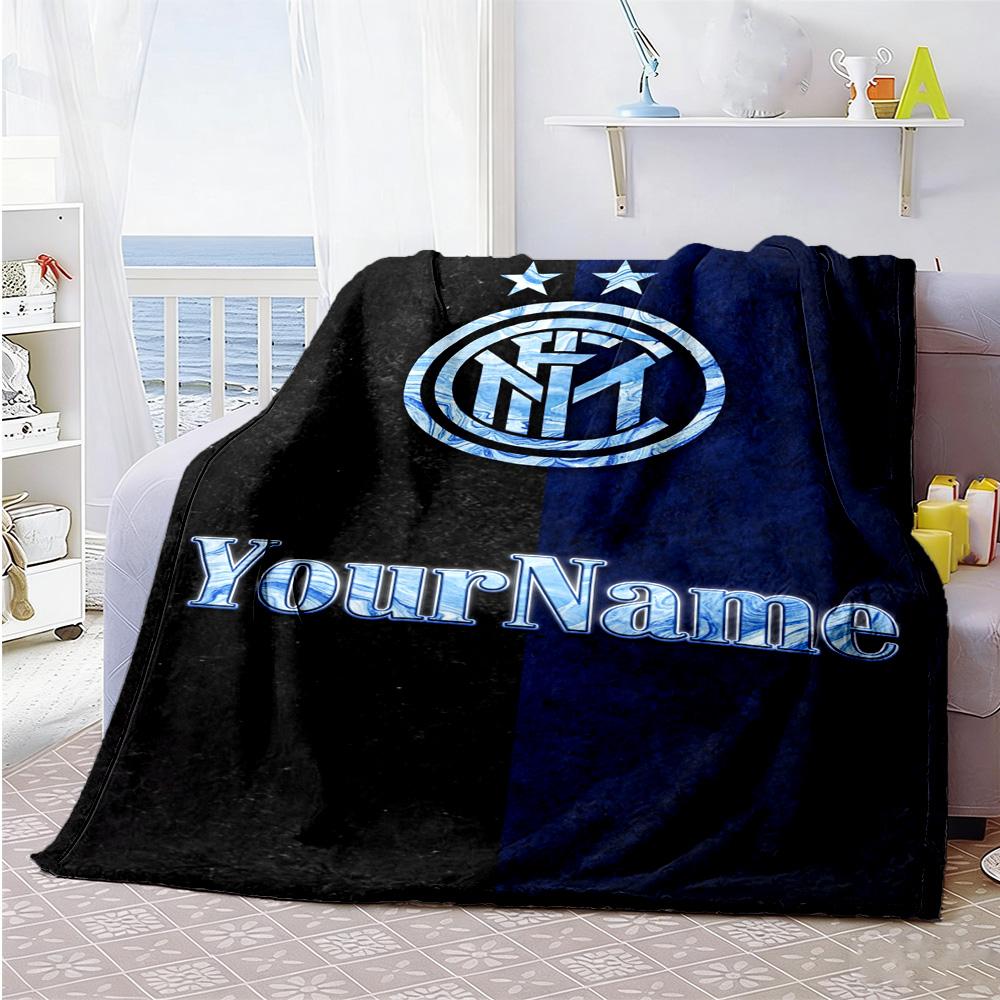Inter Milan Personalized Name Blanket Throw Customizable Blanket Durable Comfort for Nap Office Chair Picnics Bedding for All Occasions