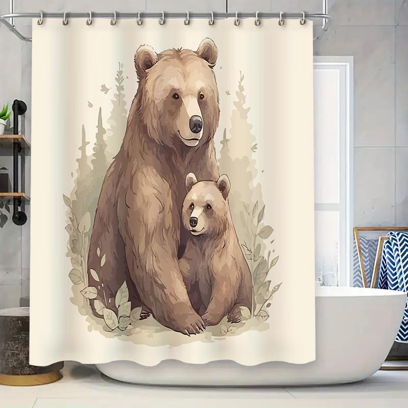 

Floral Forest Deer Shower Curtain Nature Wildlife Backdrop Van Gogh Style Bathroom Decor Rustic Woodland Shower Curtain Set W60H190(CM)-1 Pcs