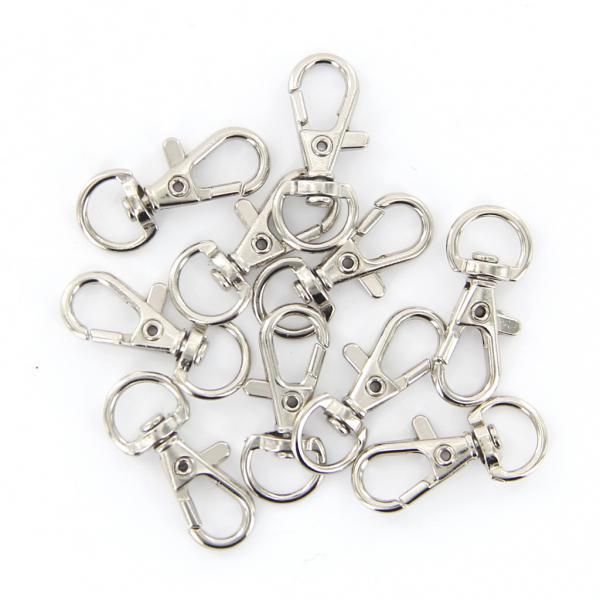 30pcs Silver Metal Snap Hook Clip Keychain Clasp 30mm
