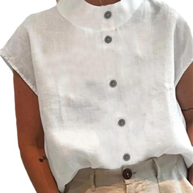 2023 Summer Hot-Selling Women's Casual Loose Fit Cotton-Linen Button-Up Shirt