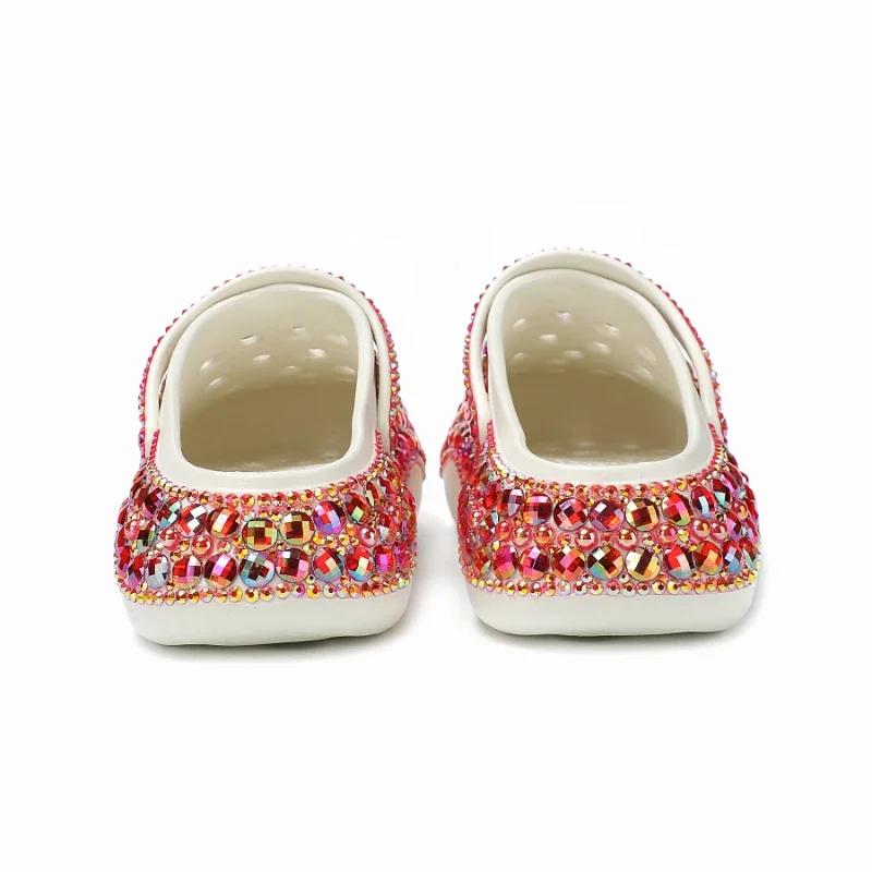 Fashion Luxury Colorful Rhinestone Design Brand Slippers Women High Quality EVA Thick Bottom Cave Shoes Fashion Comfortable Beach Sandal