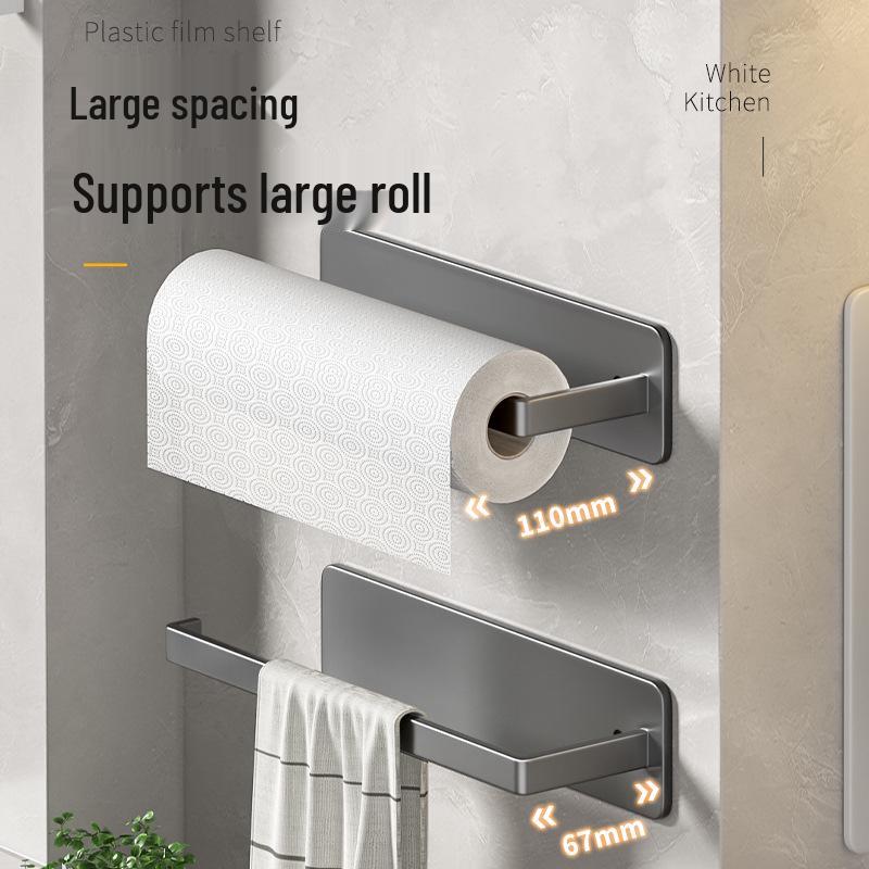 Wall-Mounted Kitchen Paper Towel Holder and Storage Rack