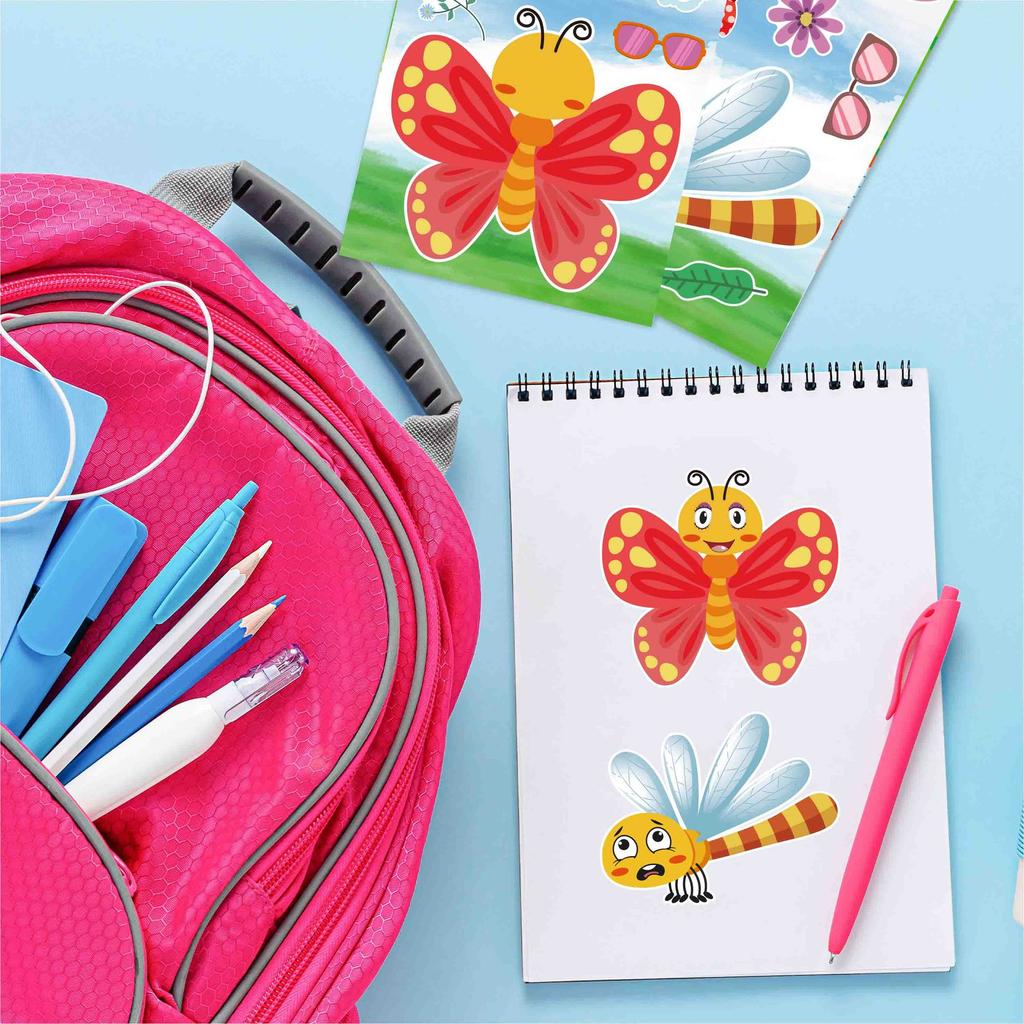 Frühling Insekt Cartoon Gesicht Wechsel Sticker Niedliche Biene Schmetterling DIY für Kinder Schreibwaren
