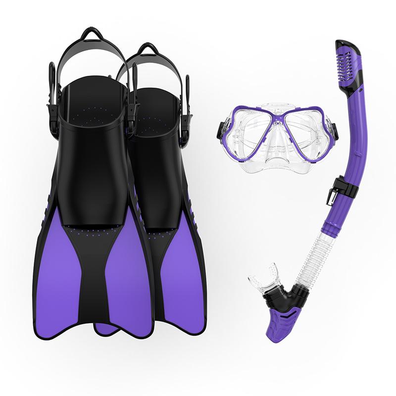 Diving Fins, Snorkel, and Goggles Set with Silicone Mouthpiece for Water Sports