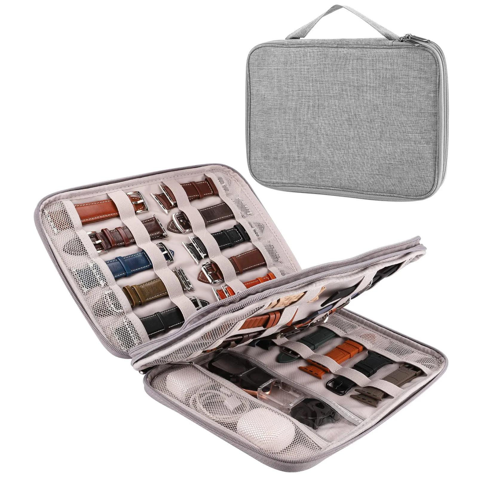 Uhrenarmband-Etui Aufbewahrungsetui für Uhrenarmbänder Fassung für 35 Uhrenarmbänder Tragbare Organizer-Tasche Kompatibel mit Apple Watch Armband Bandstift gray