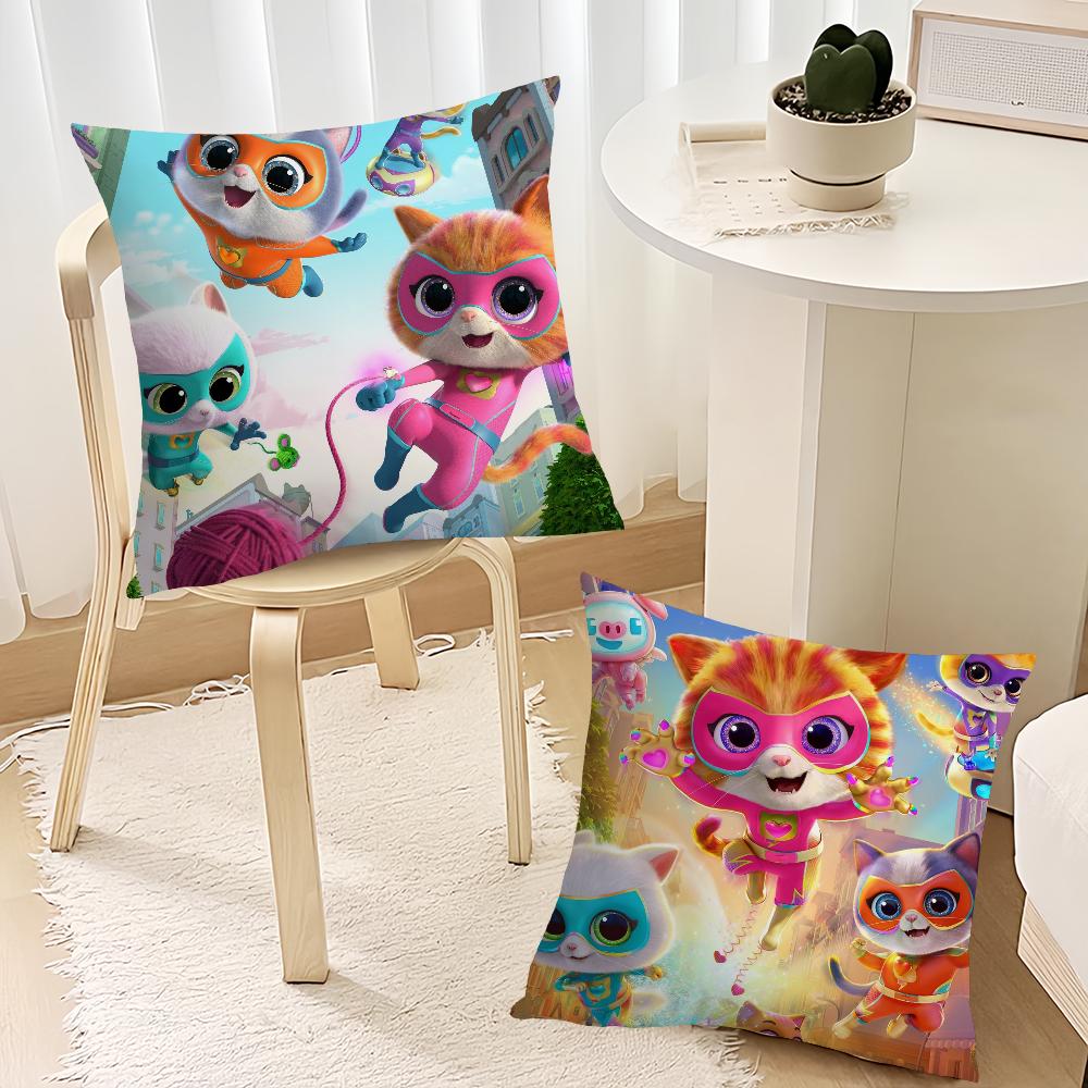 MINISO Cute Cartoon S-SuperKitties Cushion Cover Living Room Headboard Bedroom Office Cushion Cushion Sofa Nap Time Pillow Case