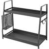 OROPY 2 Tier Spice Rack for Countertop, Metal Standing Kitchen Storage Organizer Shelf, Counter Shelf for Cabinet,Pantry,Bathroom,Bedroom, with