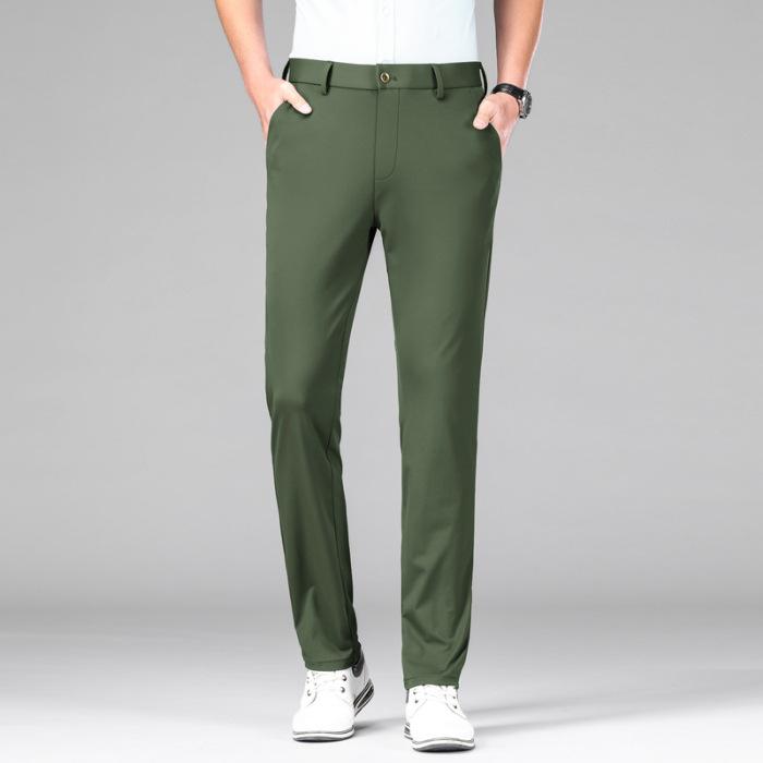 Trousers Men's Summer Thin Section Slim Casual Pants Man Multi Color Optional Ice Silk Loose Straight Business