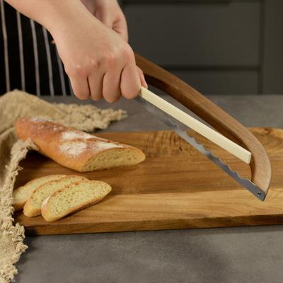 Wooden Bread Cutter Saw with Screwdriver Cutter Cover Homemade Sourdough Bread Slicer Toast Baguette Serrated Cutting Tools Kitchen Gadgets