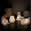 Statue de Chien en Résine - Décor d'Halloween Mignon Effrayant Figurine Blanche en Résine pour Jardin Fête à Thème Sorcière - Sans Bougies, Accessoires d'Halloween