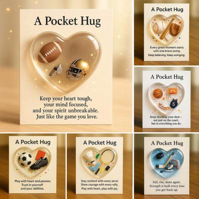 Sports-Themed Pocket Hug Football Golf Tennis Soccer Baseball Pocket Hug Heart Token Emotional Support Gift