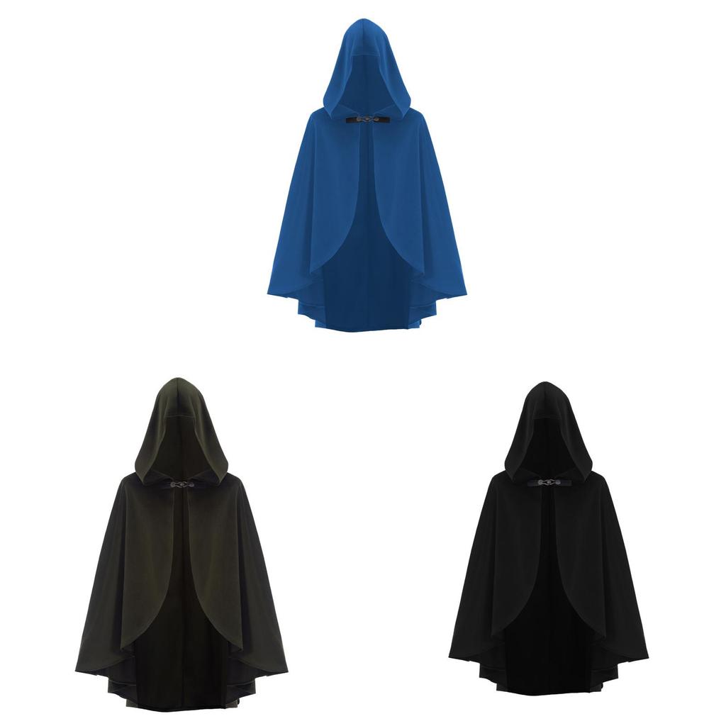 Medieval Cloak Cosplay Costume With Solid Color Design For Halloween And Conventions