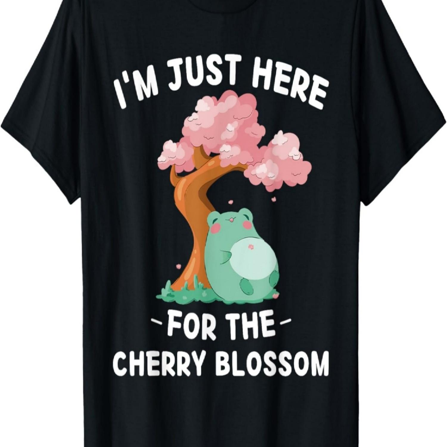 

Kawaii Cute Frog I m Just Here For The Cherry Blossom T-Shirt S чёрный