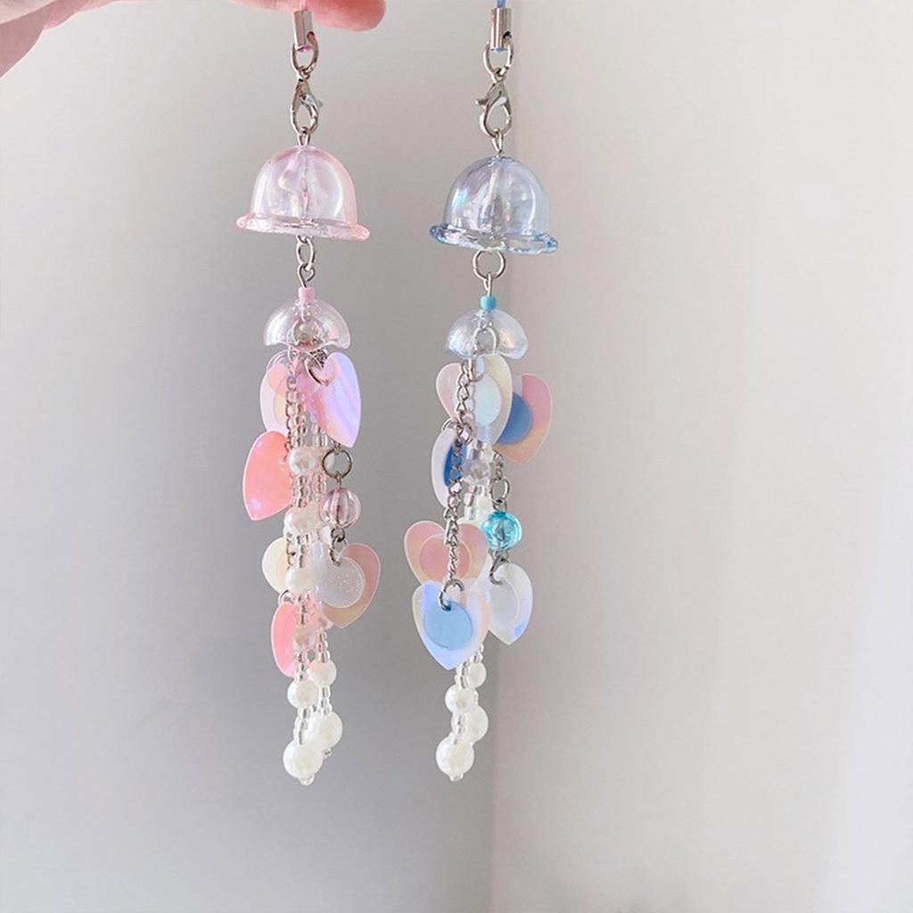 Sparkling Phone Decoration Charm Pendant Charming Jellyfish Shaped Pendant Phone Lanyard Stylish Keychain Charm Ornament