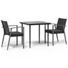 3 Piece Outdoor Dining Set with Cushions Poly Rattan and Steel