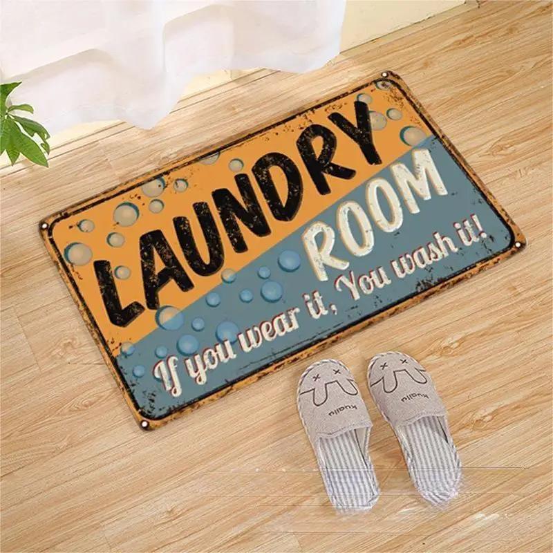 Laundry Room Printed Carpet Non-Slip Soft Entryway Foyer Bedroom Entrance Doormat Laundry Room Floor Mats Home Decoration