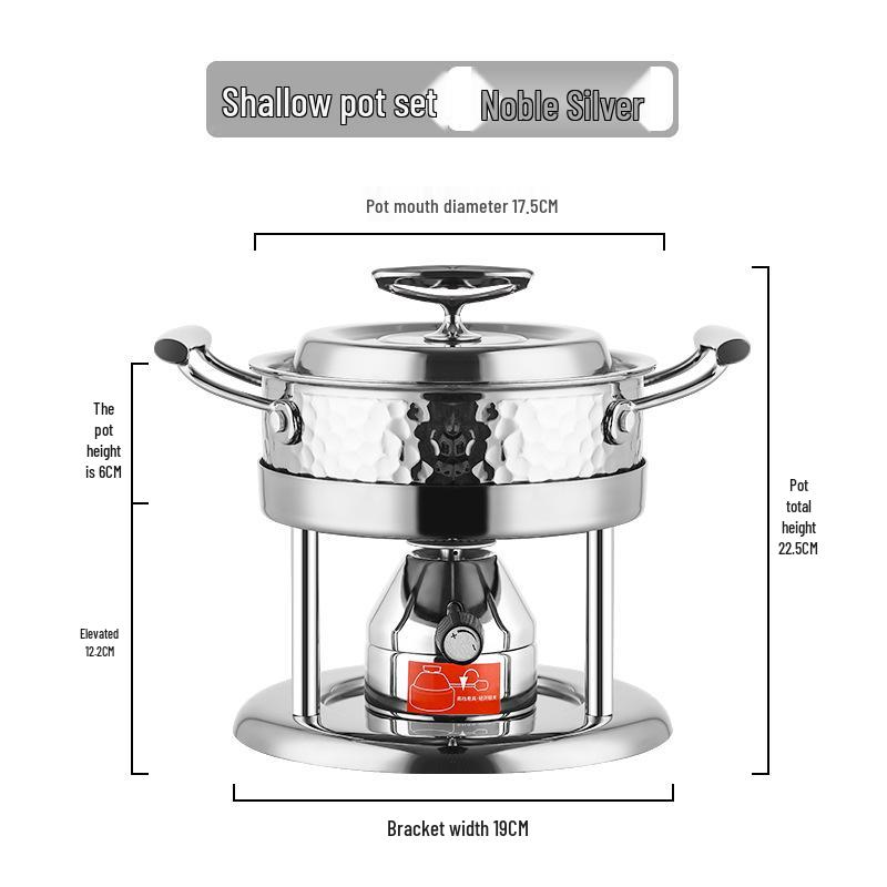 Hammered Texture Inflatable Single-Person Hot Pot, Stainless Steel Heating, Home Use