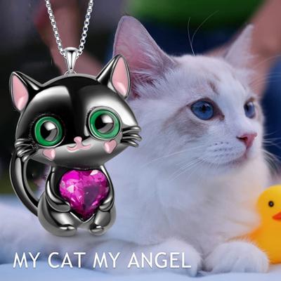 All Match Damen Halskette Stilvoll Leicht Anziehen Niedlich Cartoon Schwarze Katze Anhänger Schmuck MIT