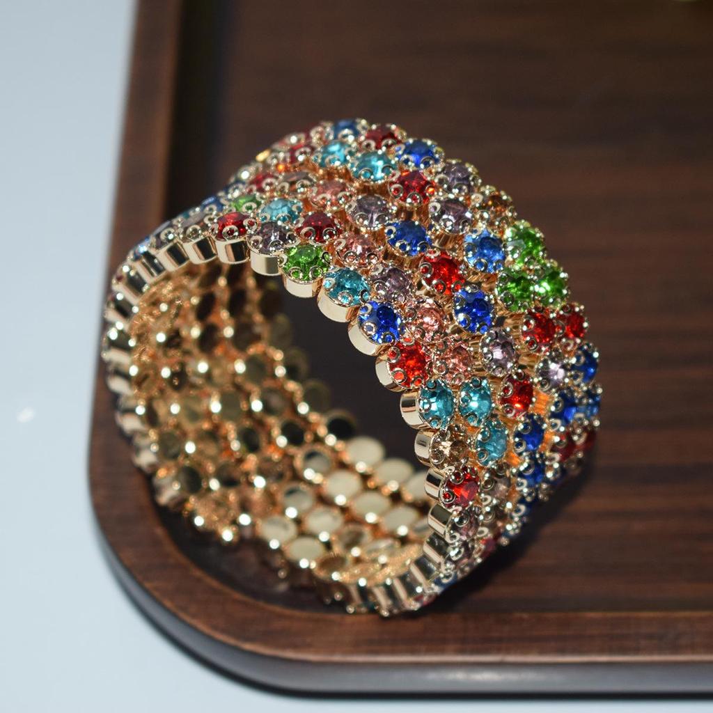 Squisito Bracciale da Sposa con Strass Esagerati per Esibizione sul Palco