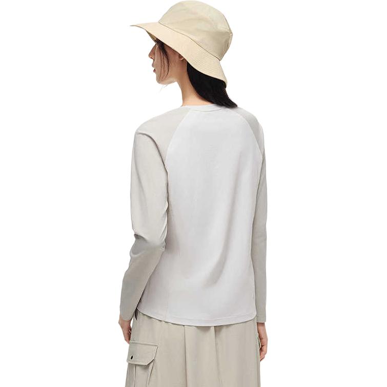 Anta Outdoor Series Color Block Quick-Dry Slim Fit Long Sleeve T-Shirt Women Tops Digital-Mist-Gray Dune-Gray 962516401-1