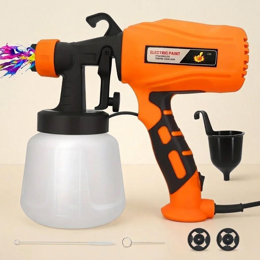 

550W Electric Spray Gun with 950ml Detachable Canister 3 Adjustable Spray Patterns for Home and Outdoor Painting Tool EU Plug помаранчевий