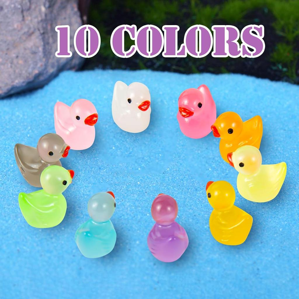 1000Pcs Luminous Mini Resin Duck Tiny Duck Figurine for Fairy Garden Landscape Aquarium Potted Plant Prank Game DIY Ornament Party To Hide, Miniature