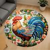 1pc Rooster, Floral Round Chair Mat Area Rug - Non-Slip, Floor Mat for Office, Bedroom, and Indoor Decor -1002237