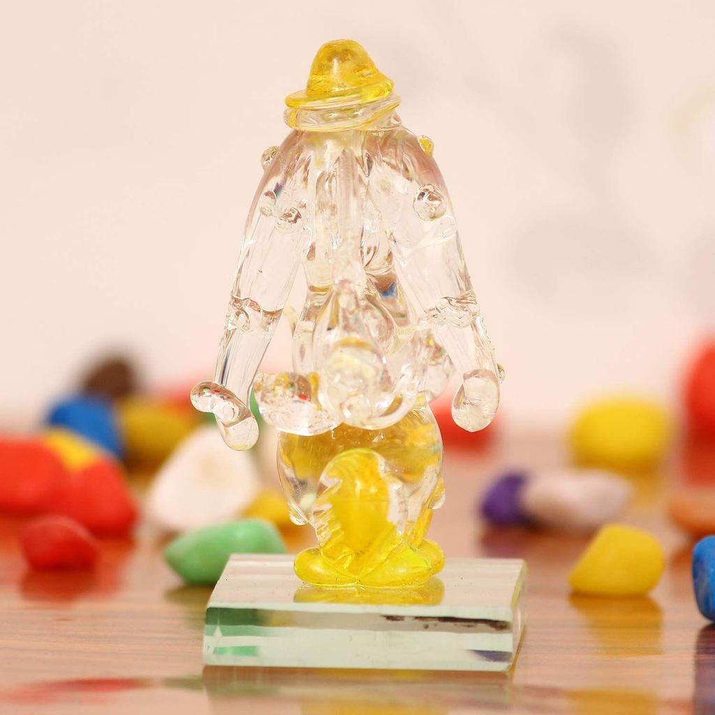 Yellow and Transparent Double Sided Crystal Car Ganesha Showpiece