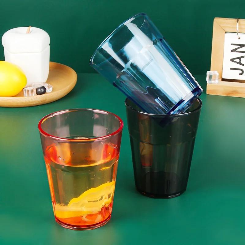Household Transparent Cup Water Cup Multifunctional Juice Beverage Cup Simple Solid Color Acrylic Multilateral Drinking Cup