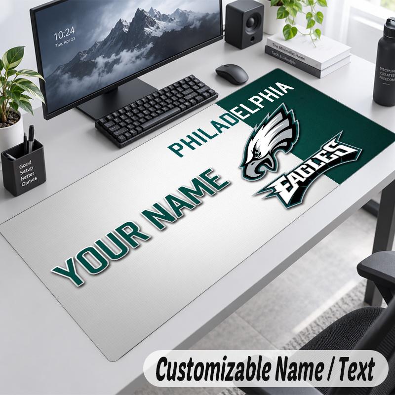 Philadelphia Eagles Personalized Large Mouse Pad Custom Name Text Extended Desk Mat Gaming Mousepad