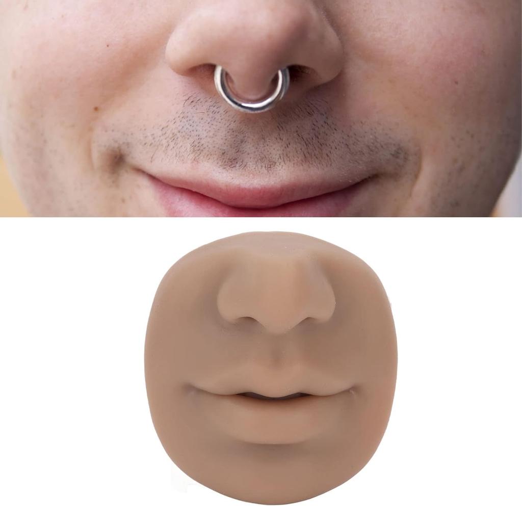 Silicone Piercing Model, Piercing Face Model with Mouth Flexible for Salon Teaching Practicing Piercings Tools Soft Imitation Nose Model Reusable