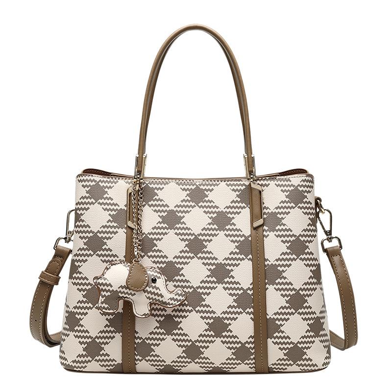 Karierte Tasche Damen Tasche Herbst und Winter einfache 2023 neue Vintage-Mode große Kapazität eine Schulter Umhängetasche Handheld
