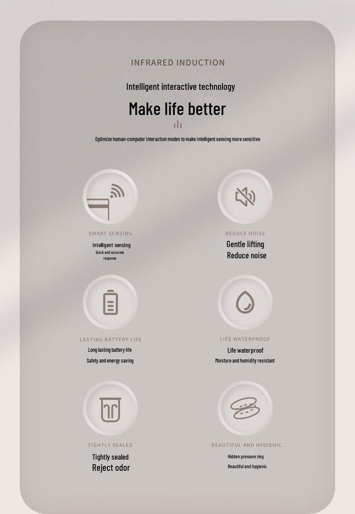 18L Smart Trash Can with Induction Lid and Long-Lasting Battery for Living Room