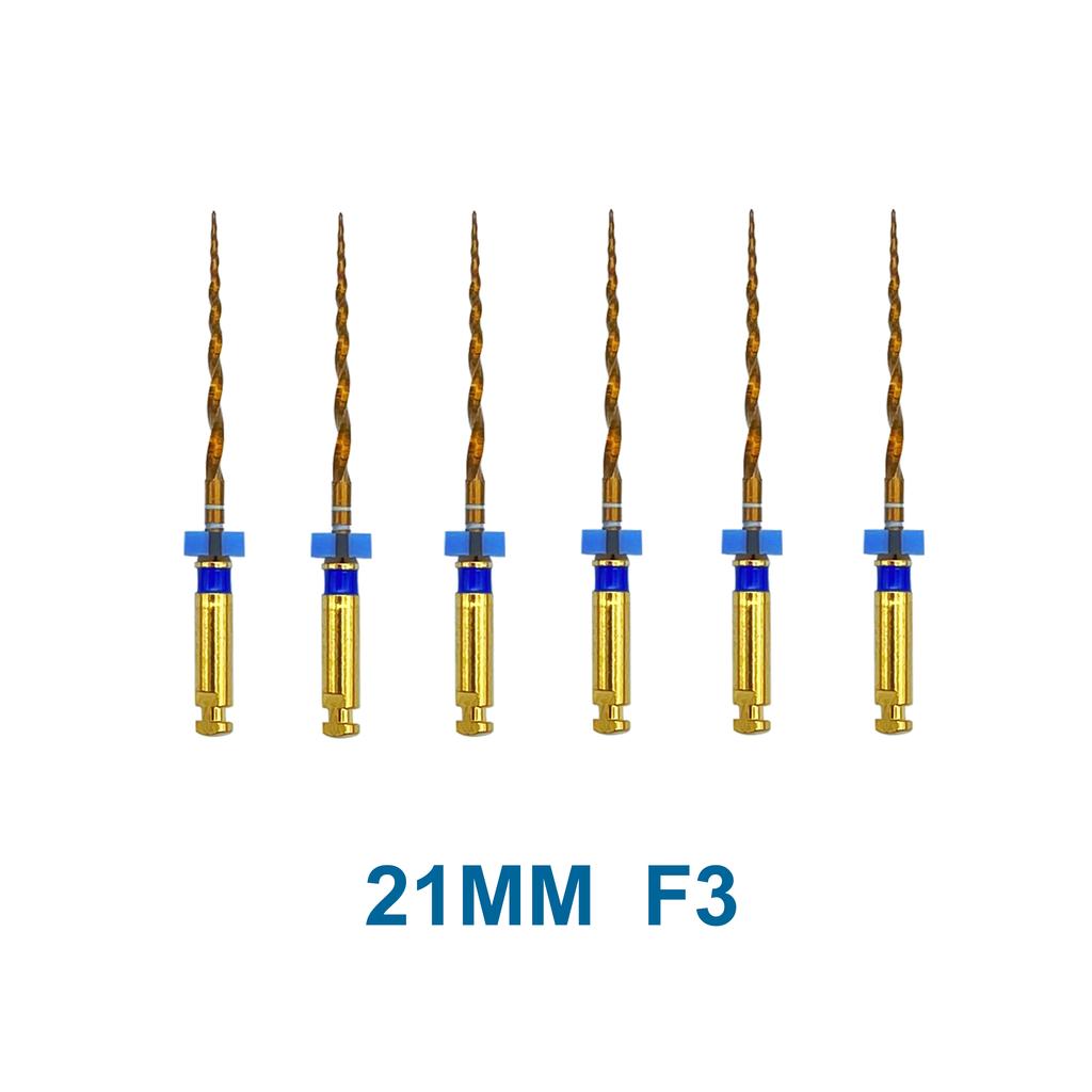 6 Pezzi Lime Endodontiche Dorate 19 21 25mm Flessibili Rotanti Canalare Radice Dentale Nichel Titanio