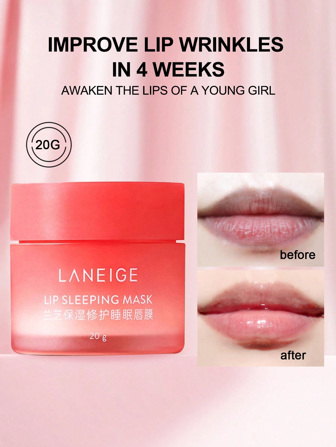 

LANEIGE EX Ночная маска для губ 20 г - Глубокое увлажнение и бальзам для уменьшения морщин на губах 20g