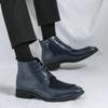 Boots New Arrival Motorcycle Boots Lace-Up Male Men Shoes for Club Pointed Toe Leather Fashion Shoes Outdoor Men -match Ankle