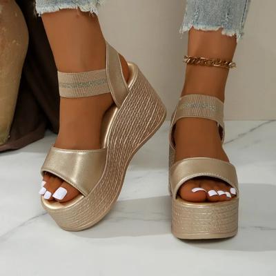 Women's Shoes Elastic Band Women's Sandals Fashion Round Toe Casual Sandals Women Plus Size Platform Sandals