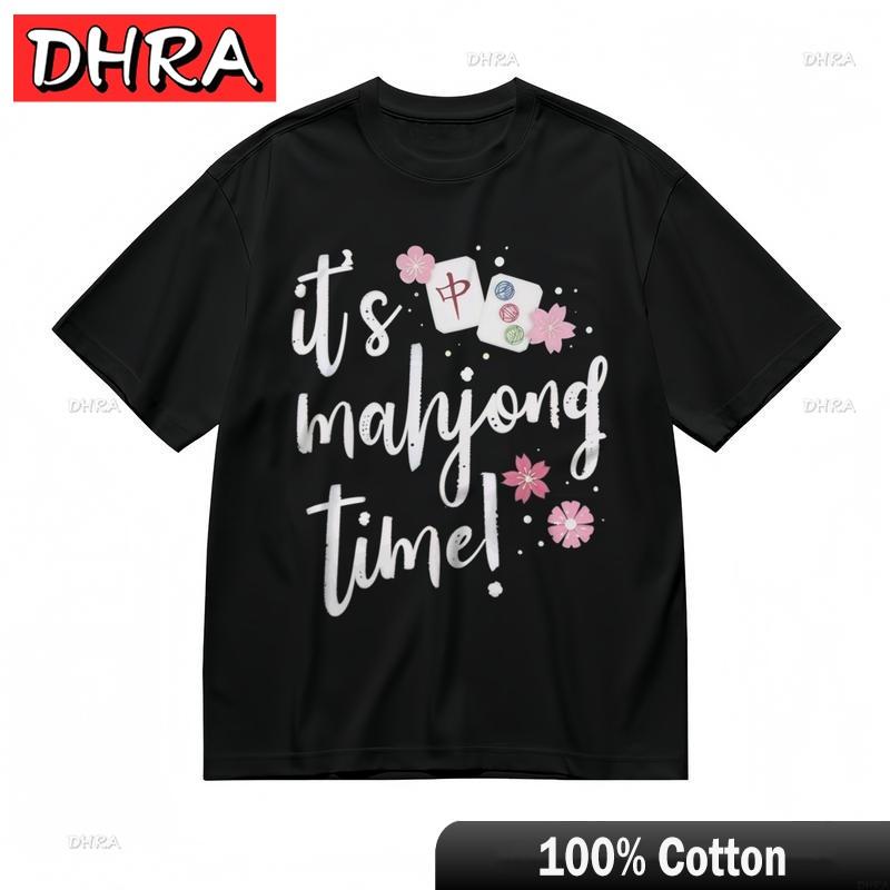 Womens Slight Stretch Breathable Classic TShirt ITS MAHJONG TIME Printed Tee Portrait Tops TShirts Japanese for Gifts Adult S