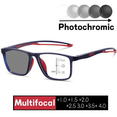 Women Photochromic Multifocal Reading Glasses  Near Far Sunglasses Antiblue Light Diopter Prescription Eyewear