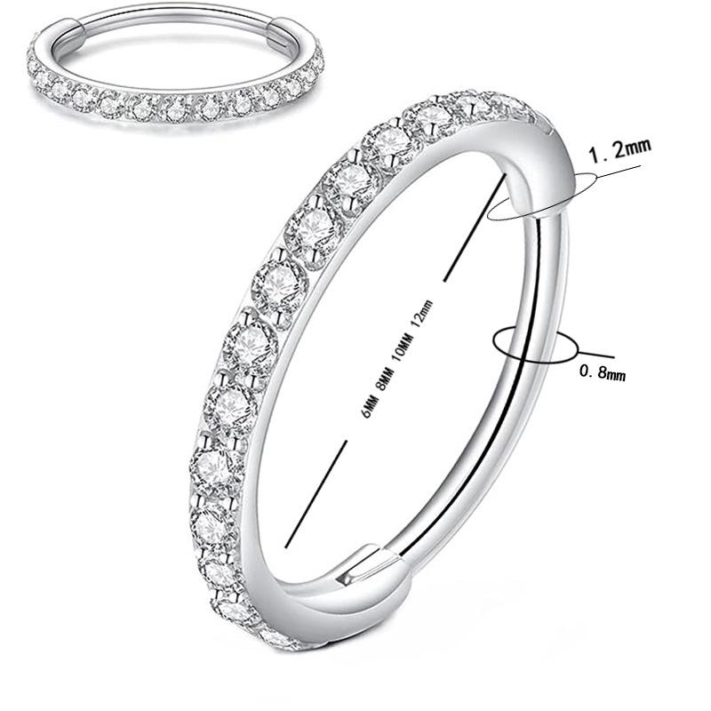 European & American Stainless Steel Zirconia Hoop Earrings and Seamless Nose Rings, Multi-functional Unisex Jewelry for Men and Women.