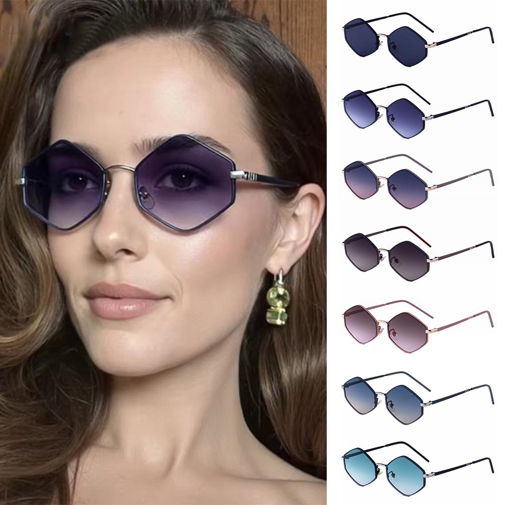 Vintage Metalowa Oprawka Sześciokątne Okulary Przeciwsłoneczne Ochrona UV400 Luksusowe Nieregularne Okulary Słoneczne Wielokątne Odcienie dla Kobiet i Mężczyzn