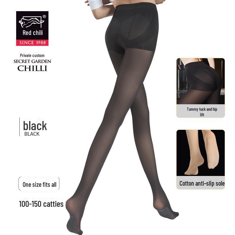 Red Pepper Velvet 120D Women's Pantyhose - Soft, Abdomen Lifting, Hip Shaping, Non-Slip Leg Design.