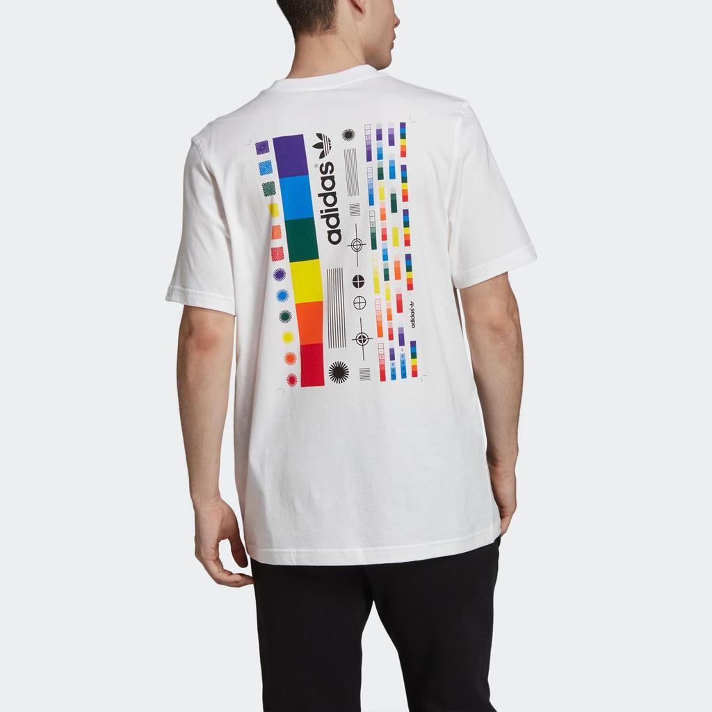 Adidas Originals Spectrum Tee Round Neck Casual Sports Letter Short Sleeve Men Tops White EI6215