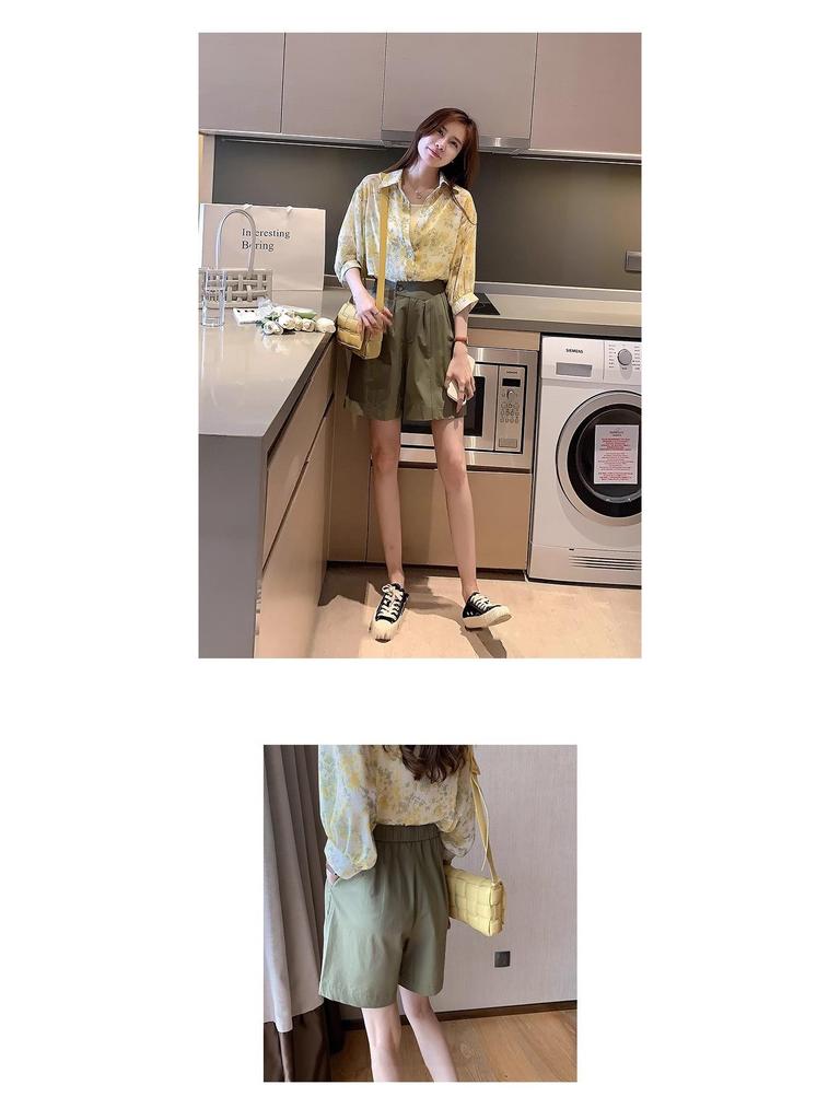 High Waist Cotton Wide-Leg Summer Shorts for Women - Plus Size, Korean Style, Non-Elastic, Loose Fit