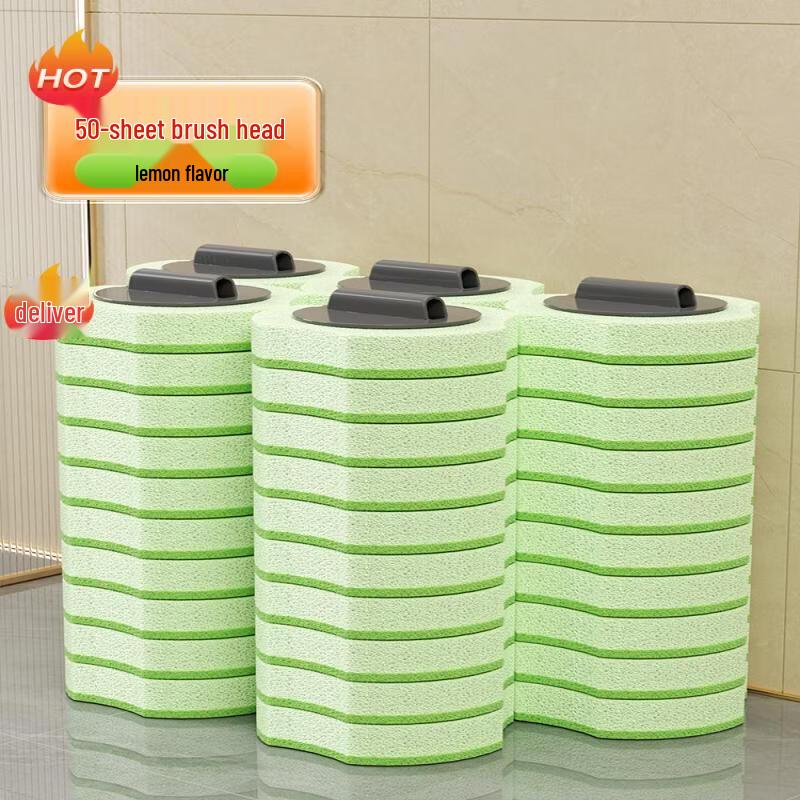 Disposable Wall-Mounted Toilet Brush with Lemon Scent Refills