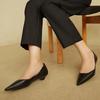 Fashion Women's Shoes Heel French Versatile Commuting Shoes Leather Pointed Low Heel Flat Sole Single Shoes Women High Heels Small Heel