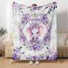 Purple Elephant Floral Frame Customize Your Name Home Blanket Purple Floral Elephant Comfortable Soft Lightweight Blanket For All Seasons Perfect For