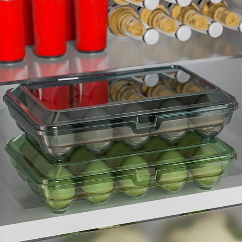 Space Saving Eggs Tray Organizer 10/15 Compartments Dishwasher Safe Refrigerator Storage Container Kitchen Tool