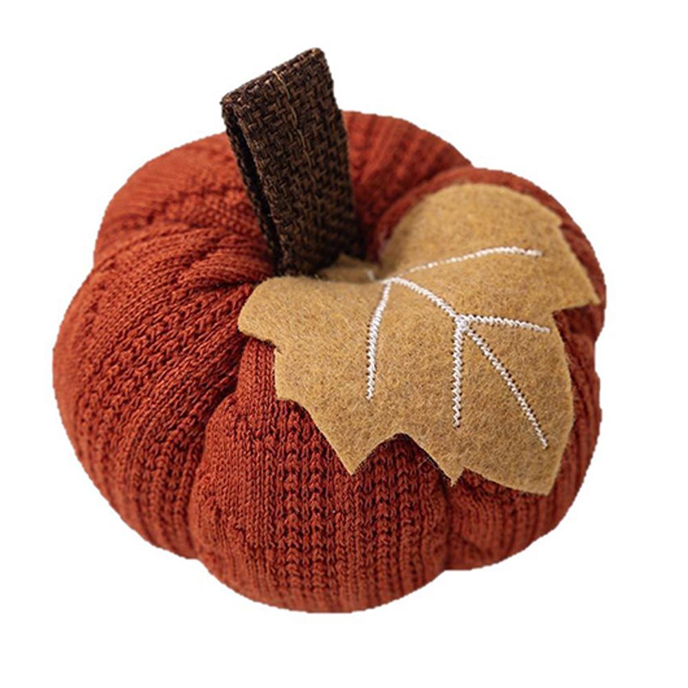 Autumn Pumpkin Decoration Set Of 3, Fabric Pumpkins In Orange Gray White For Indoor Table Centerpieces, Mantel Displays