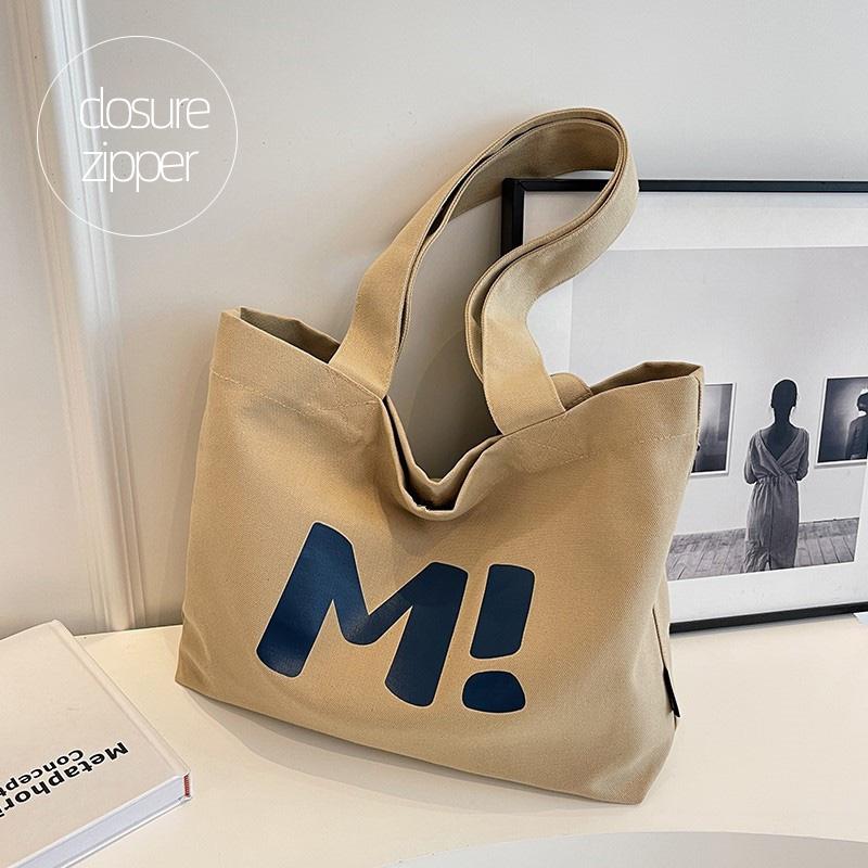 

Large Capacity Canvas Bag Student Summer Casual Tote Bag Printed Mommy Handbag Women Shoulder Shopping Bag for Travel zipper хаки